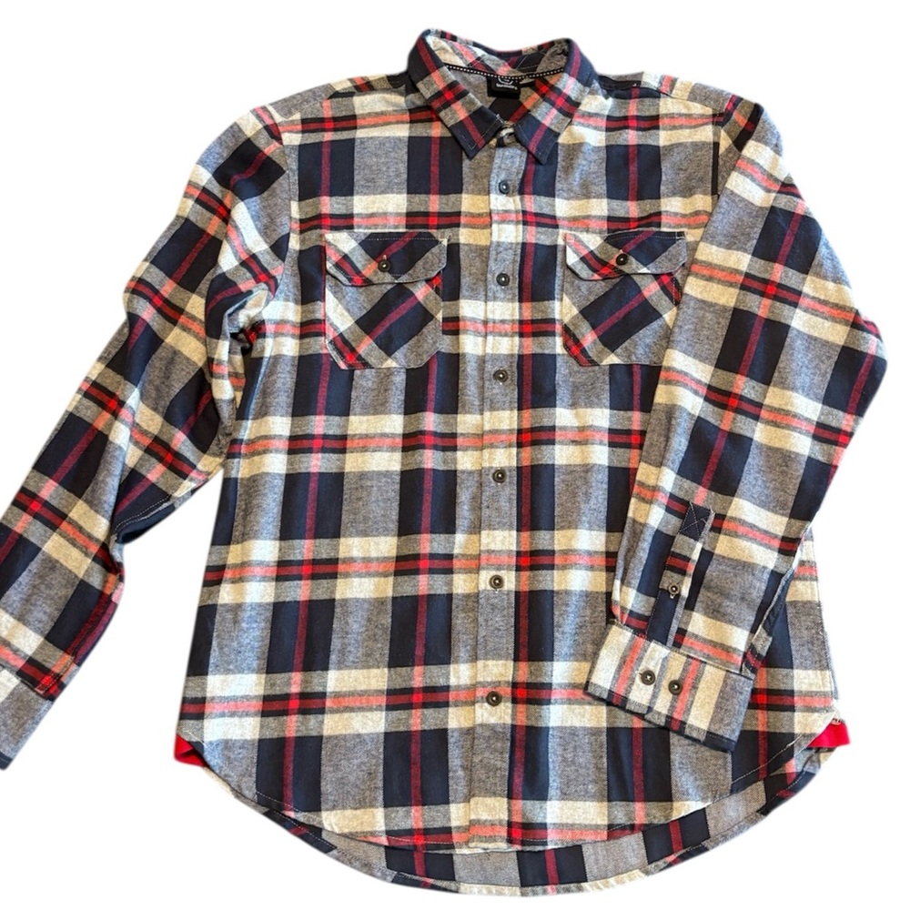 Burnside Casual Plaid Flannel Shirt - Red, Black, Cream